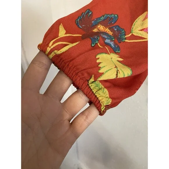 Kim Gravel M Boho Long Sleeve Blouse, Ruffle Cottagecore Bohemian V Neck F14 - Picture 5 of 9